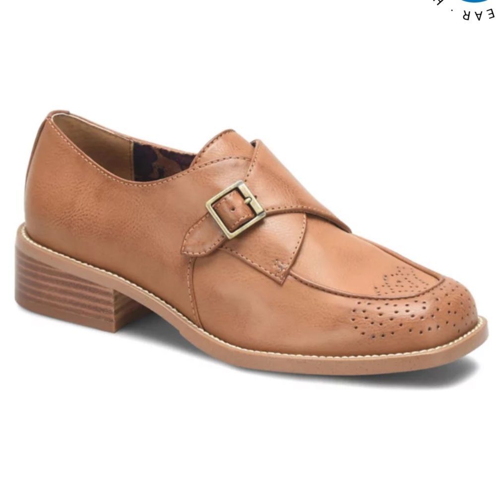 Korks Theodore Loafers Women’s Brown Leather Slip-On Oxford buckle tan shoes 9 - Picture 2 of 13
